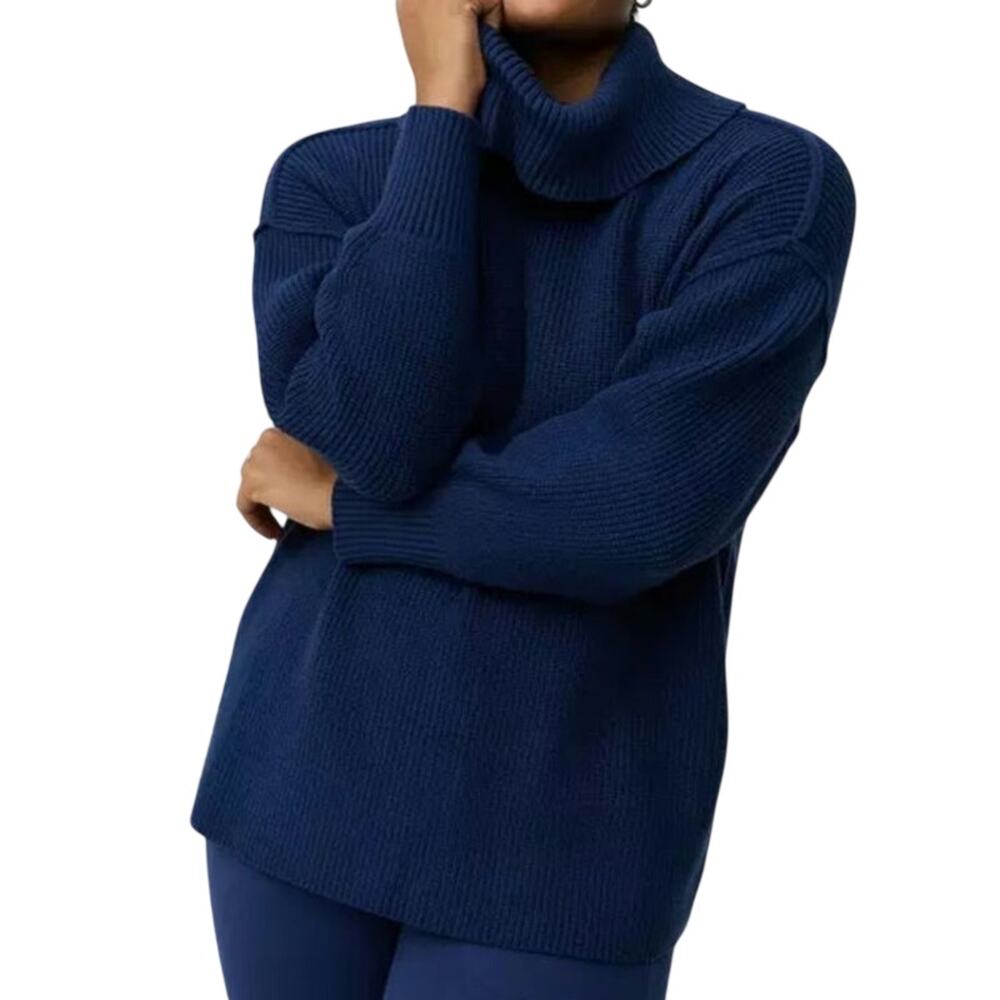 NWT Torrid Chunky Ribbed Pullover Poncho Turtleneck Sweater in Medieval Blue